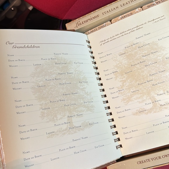 Our Family History, Brown Italian Leather Family Keepsake Journal, original box - Picture 7 of 16